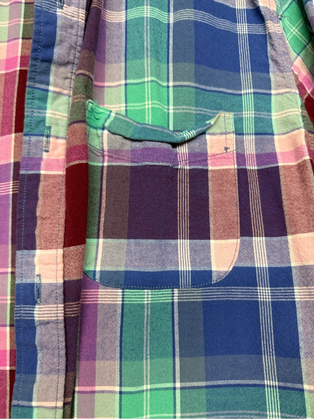Aeropostale Purple Mint Pink Plaid Short-Sleeve Button-Down Shirt - Picture 2 of 6
